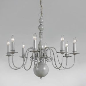 Impex Bologna Flemish style 8 light chandelier in painted grey