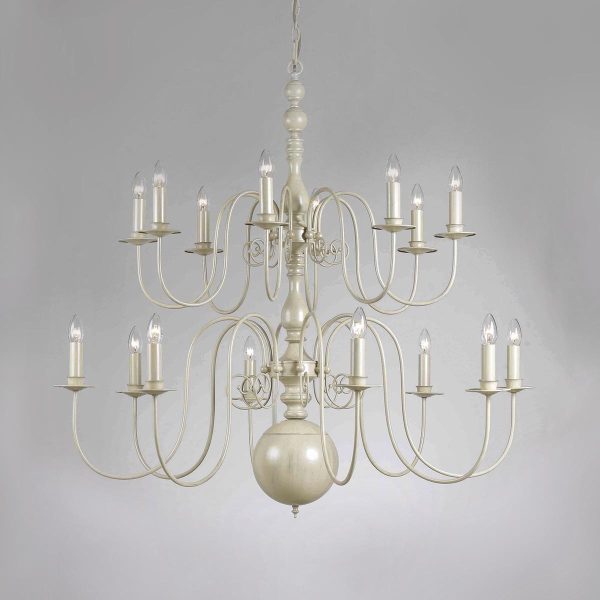 Impex Bologna large Flemish style 16 light 2 tier chandelier in painted cream
