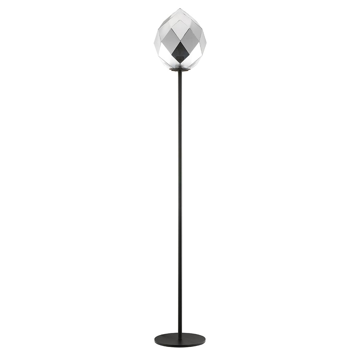 Impex Zoe 1 Light Faceted Chrome Glass Floor Lamp Matt Black