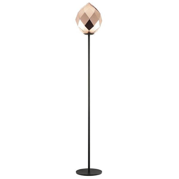 Impex Zoe 1 Light Faceted Gold Glass Floor Lamp Matt Black