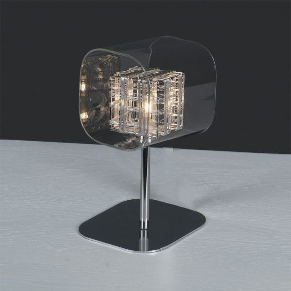 Impex Avignon modern 1 light cube table lamp in polished chrome