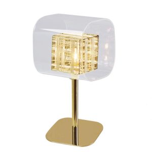 Impex Avignon modern 1 light cube table lamp in polished gold