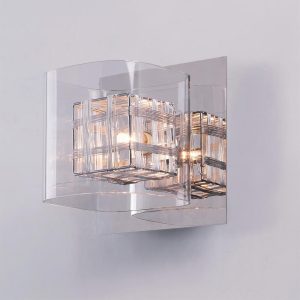 Impex Avignon modern 1 lamp cube wall light in polished chrome