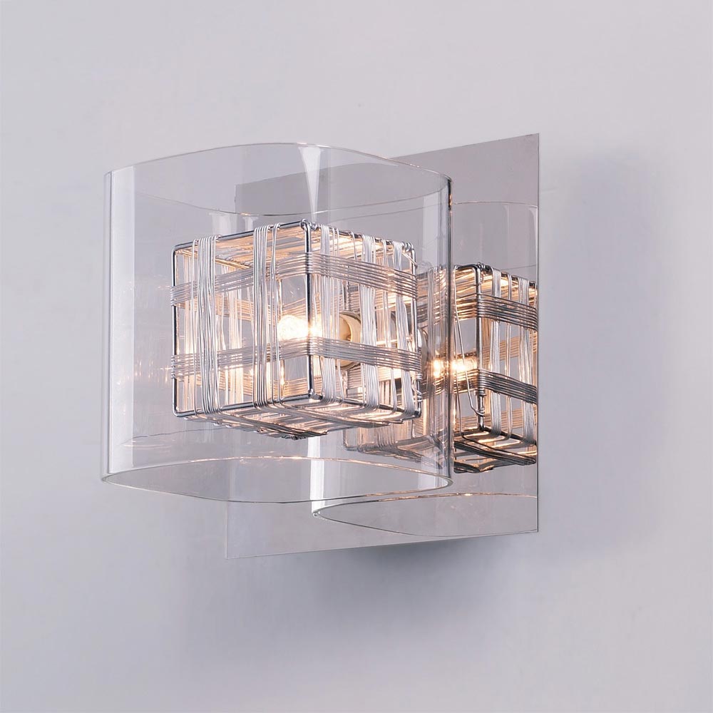 Impex Avignon Modern 1 Lamp Cube Wall Light Polished Chrome