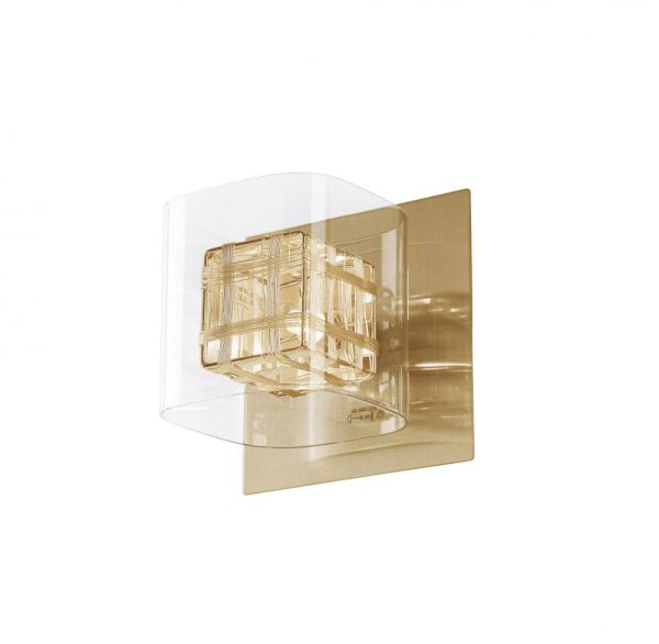 Impex Avignon modern 1 lamp cube wall light in polished gold