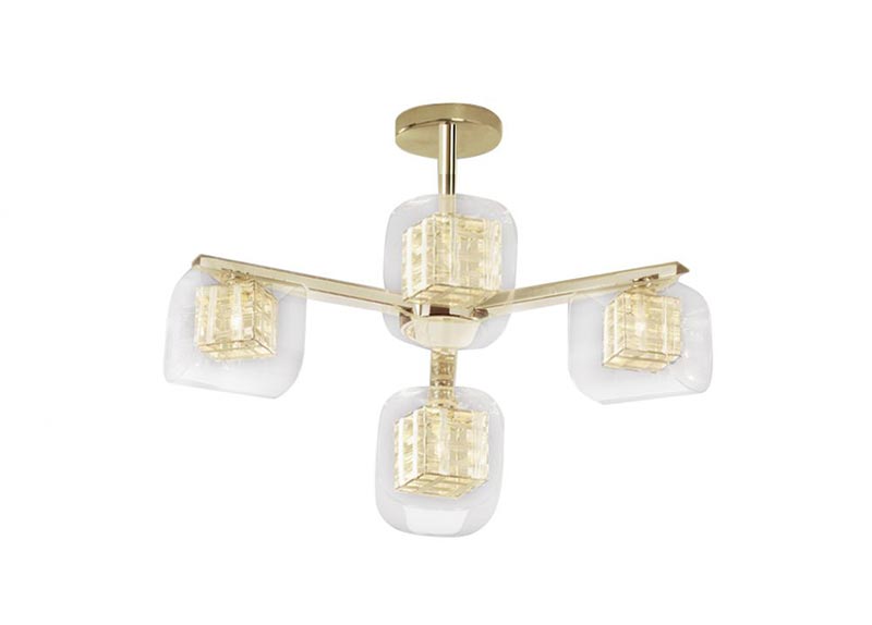 Impex Avignon Modern 4 Light Adjustable Pendant Polished Gold Finish