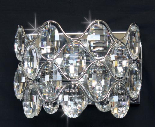 Impex Raina Polished Chrome 2 Light Crystal Wall Light