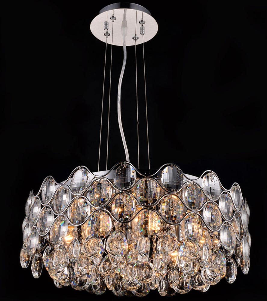 Impex Raina Polished Chrome 8 Light Circular Crystal Chandelier