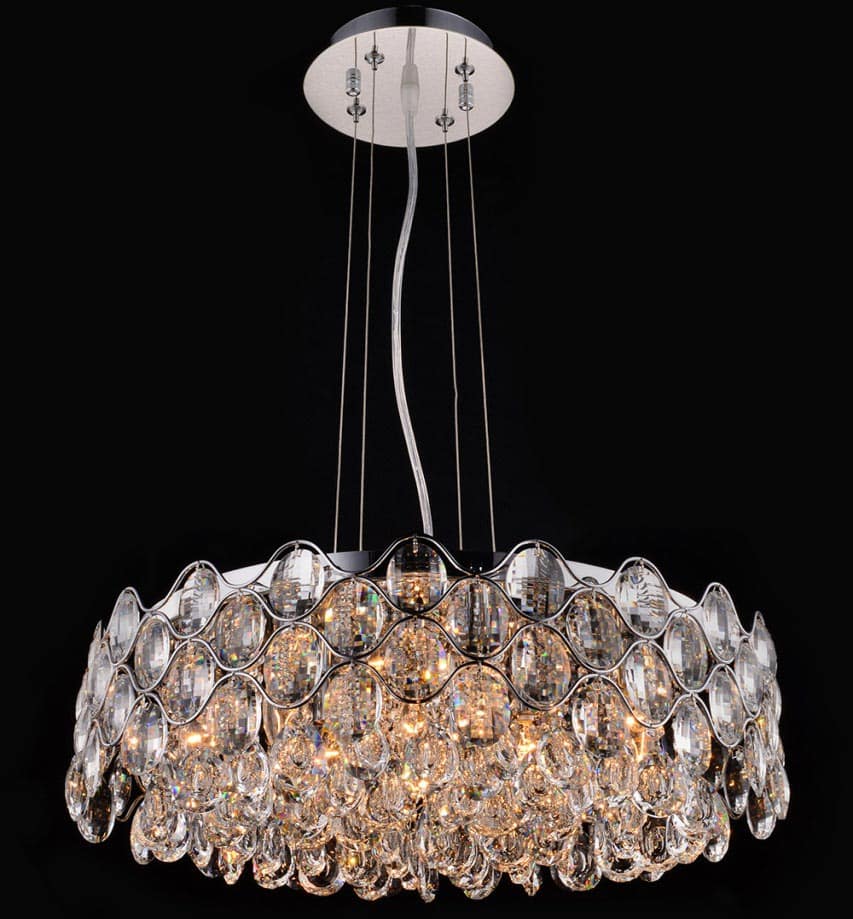 Impex Raina Polished Chrome 12 Light Circular Crystal Chandelier