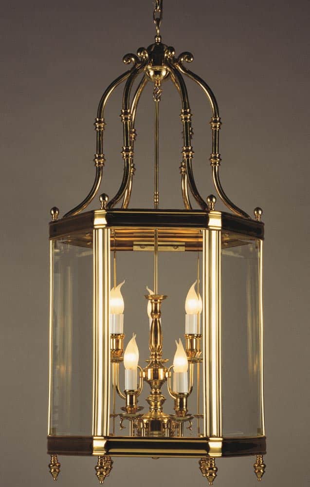 Impex Regal Very Large Polished Solid Brass 9 Light Hanging Hall Lantern