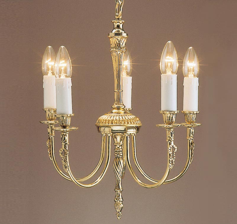 Impex Richmond Solid Brass Traditional Compact 5 Light Chandelier