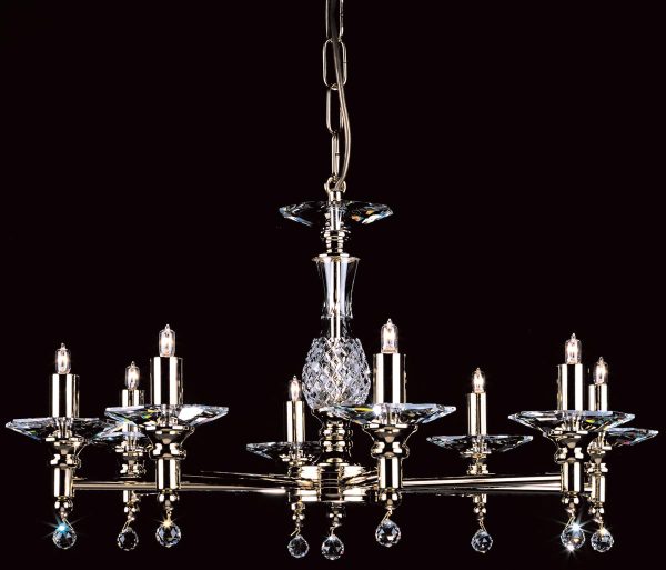 Impex San Marino Optical Glass 8 Light Traditional Chandelier Gold finish black background