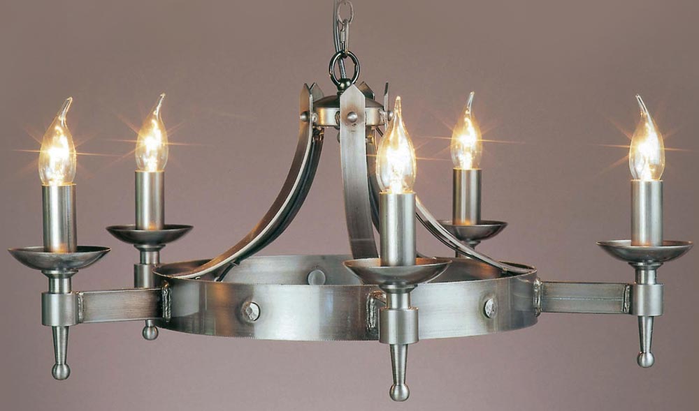 Impex Saxon 5 Light Sterling Iron Work Gothic Cartwheel Chandelier