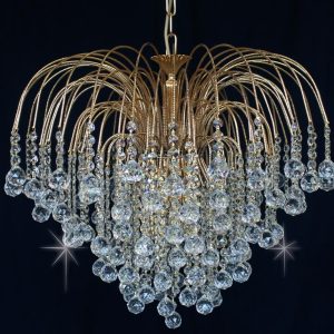 Impex Shower 60cm Strass Crystal Balls 6 Light Chandelier Gold