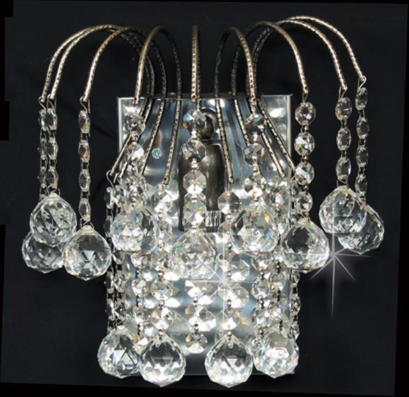 Impex Shower 1 Lamp Strass Crystal Balls Wall Light Antique Nickel