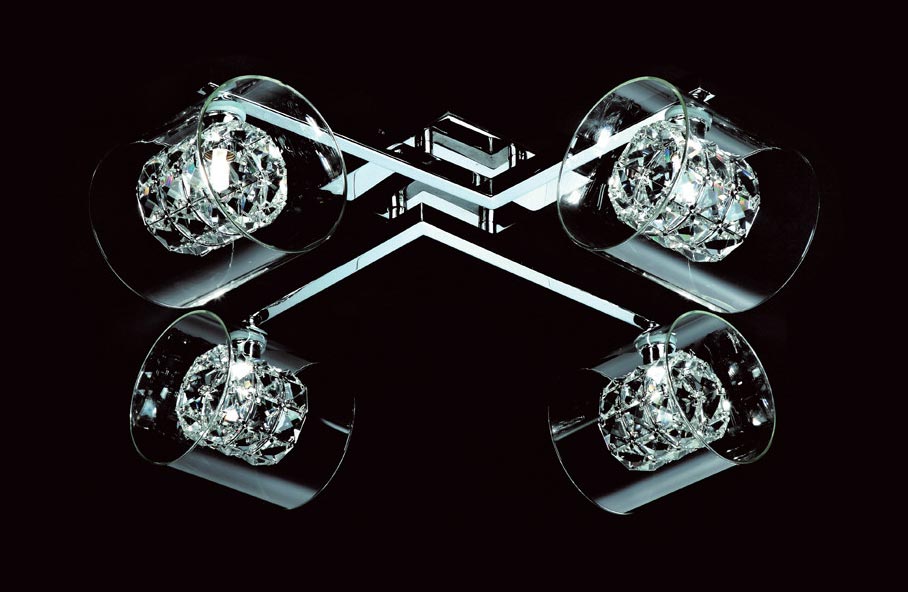 Impex Sonja Polished Chrome Flush 4 Light Fitting With K9 Crystal