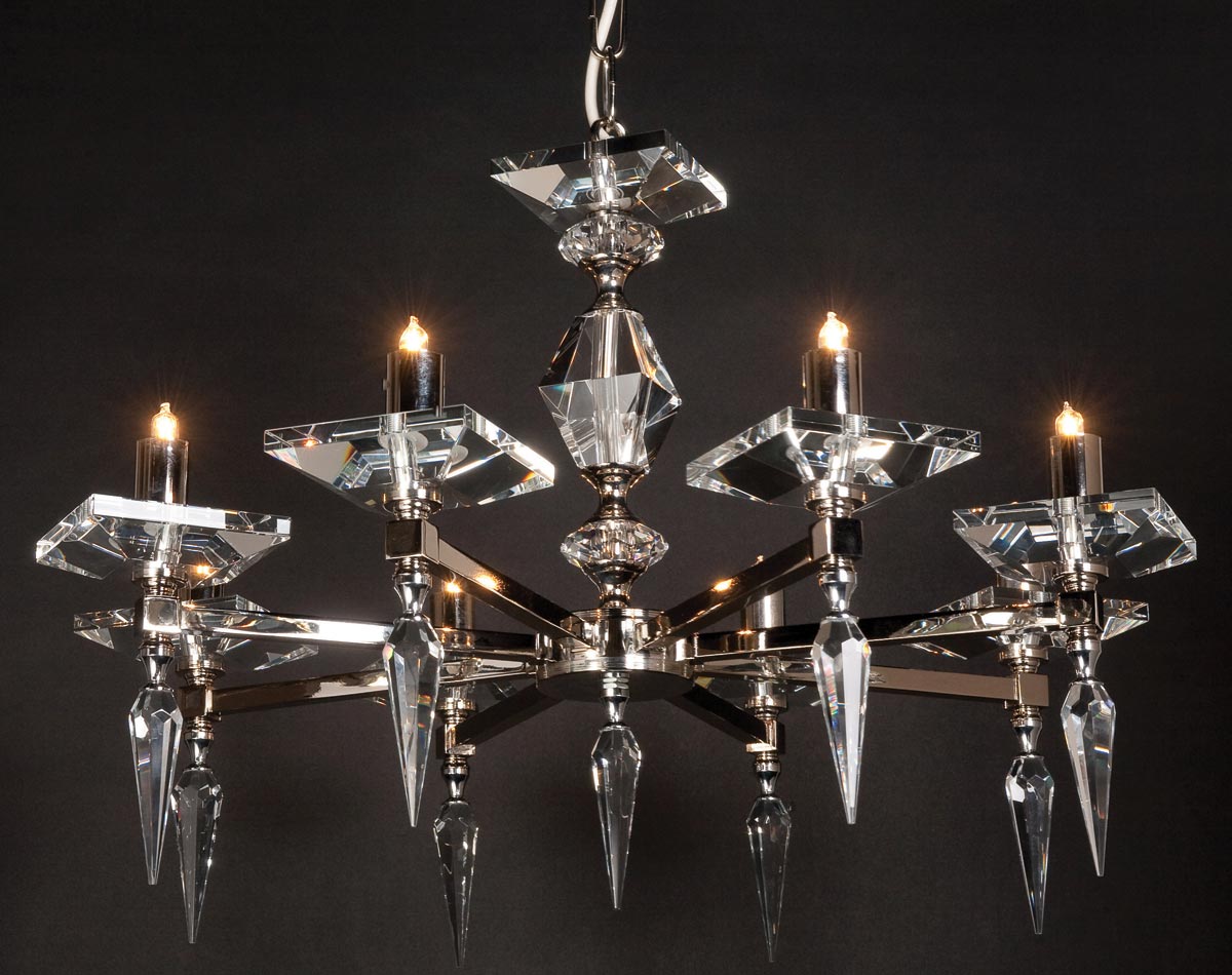 Impex Sorrento 8 Light Art Deco Chandelier Optic Glass