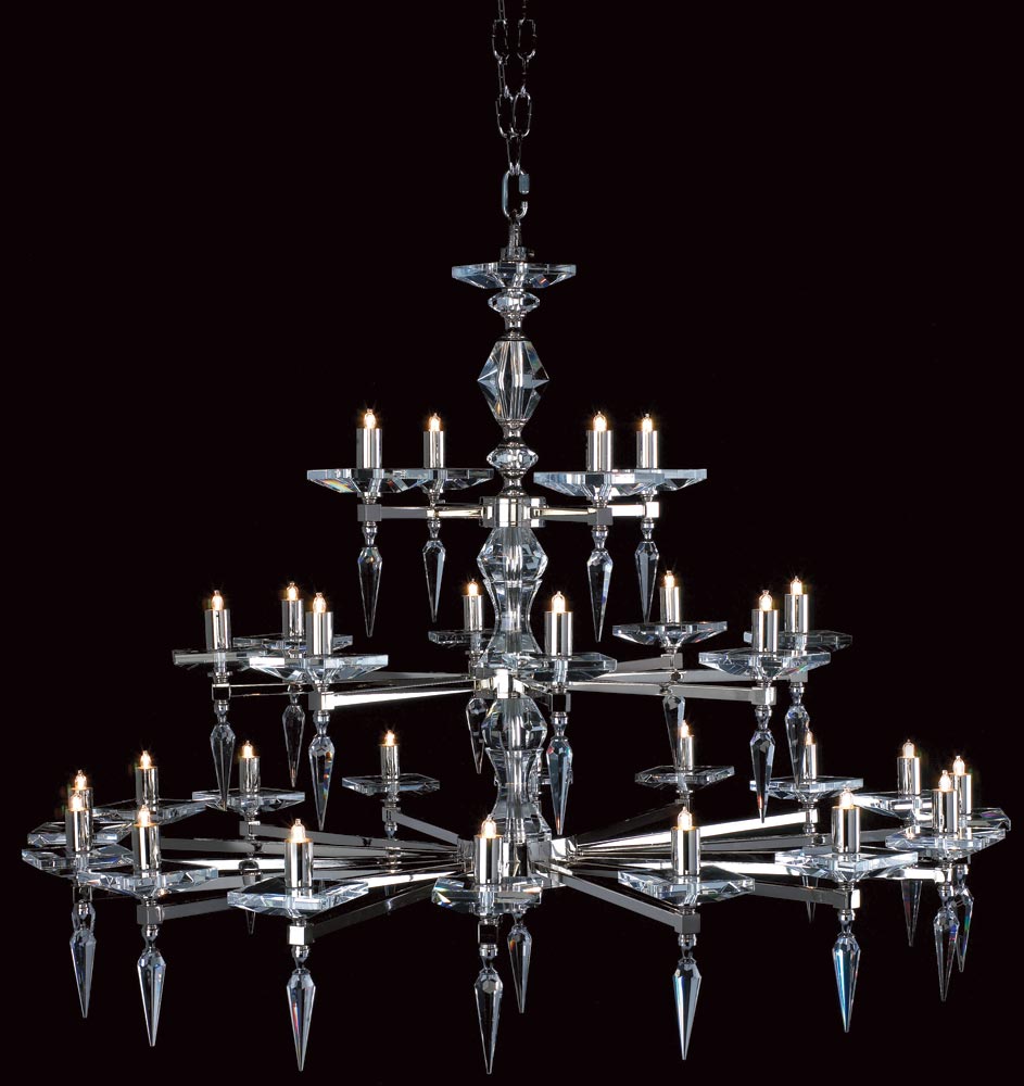 Impex Sorrento Large 28 Light Art Deco Chandelier Optic Glass