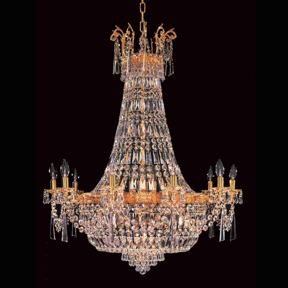 Impex Berlin Large Gold Plated Strass Crystal 24 Light Empire Chandelier