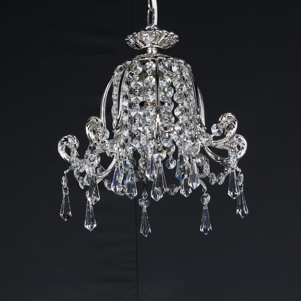 Starlite small 25cm bell shaped 1 light Strass crystal ceiling pendant in nickel