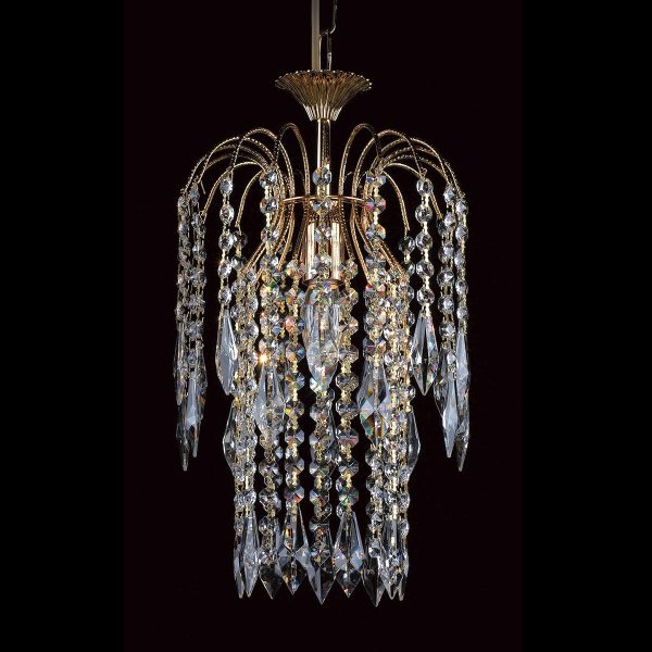 Shower 20cm 1 light long chain Strass crystal pendant in gold plate