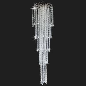 Impex Shower large 12 light Strass crystal stairwell chandelier in chrome
