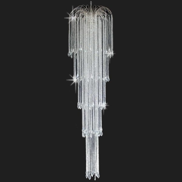 Impex Shower Large 12 Light Strass Crystal Stairwell Chandelier Chrome