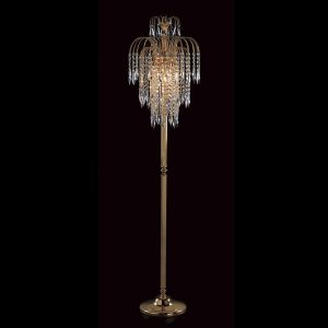 Impex Shower gold plated 3 light long drop Strass crystal floor lamp