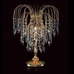 Impex Shower 1 light long chain Strass crystal table lamp in gold plate