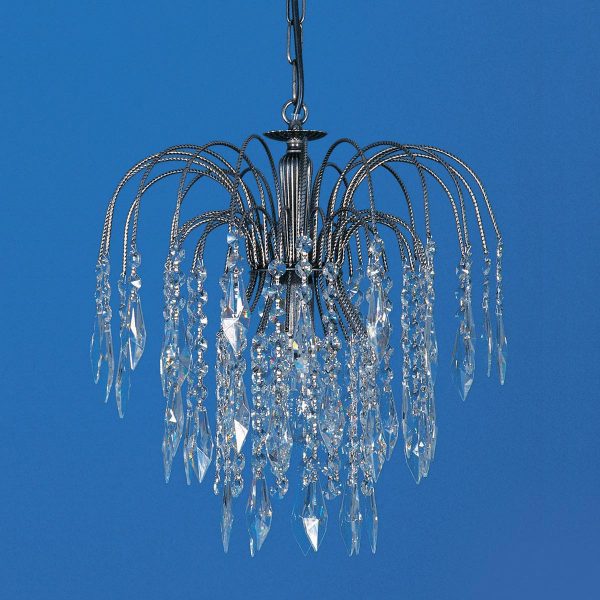 Impex Shower 35cm Strass crystal 1 light pendant in antique nickel