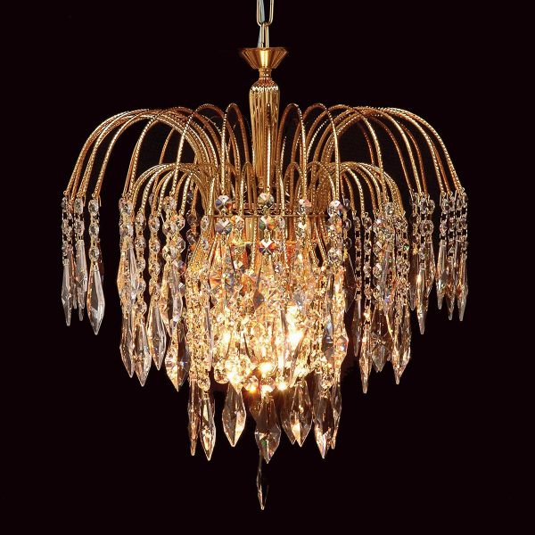 Impex Shower 35cm Strass crystal 1 light gold plated ceiling pendant