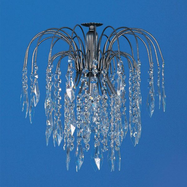 Impex Shower 35cm 1 lamp flush Strass crystal ceiling light antique nickel