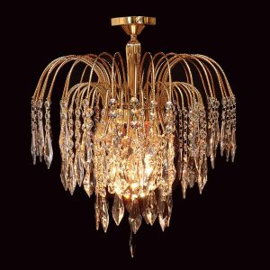 Impex Shower 35cm gold plated 1 lamp flush Strass crystal ceiling light