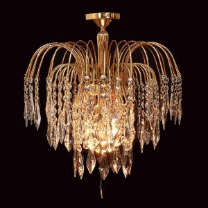 Impex Shower 35cm gold plated 1 lamp flush Strass crystal ceiling light