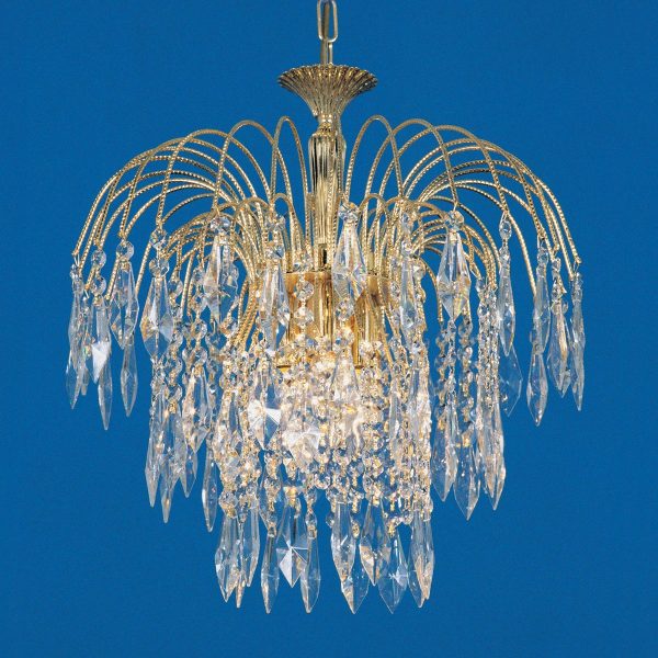 Impex Shower 40cm 3 light Strass crystal chandelier in polished gold plate