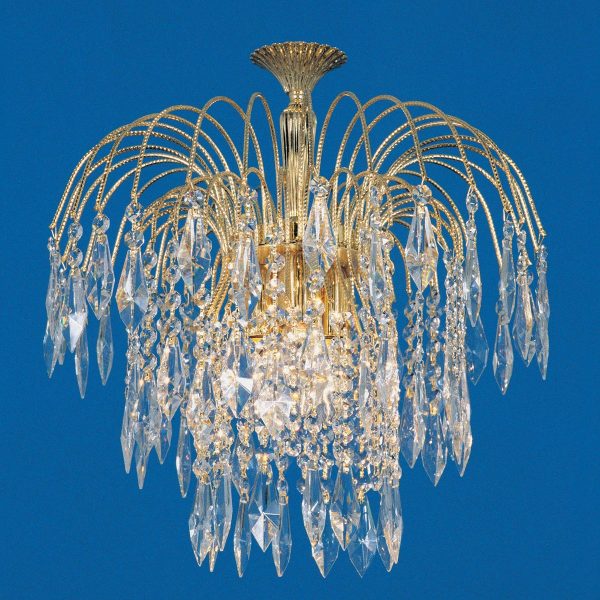 Impex Shower 40cm gold plated 3 light flush Strass crystal chandelier