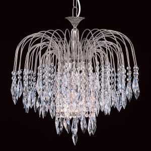 Impex Shower 47cm 6 light Strass crystal chandelier in polished nickel