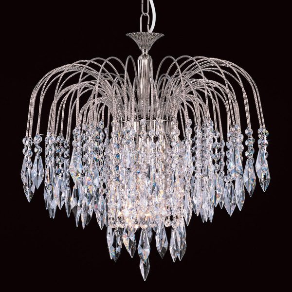 Impex Shower 47cm 6 light Strass crystal chandelier in polished nickel