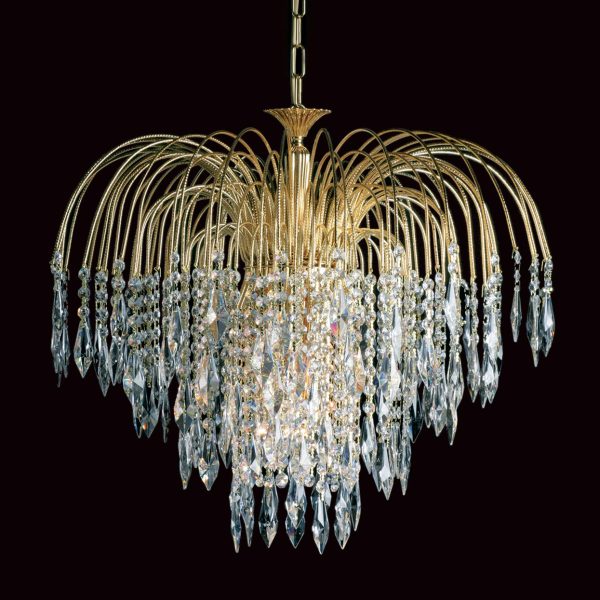 Impex Shower 60cm 6 light Strass crystal chandelier in polished gold plate