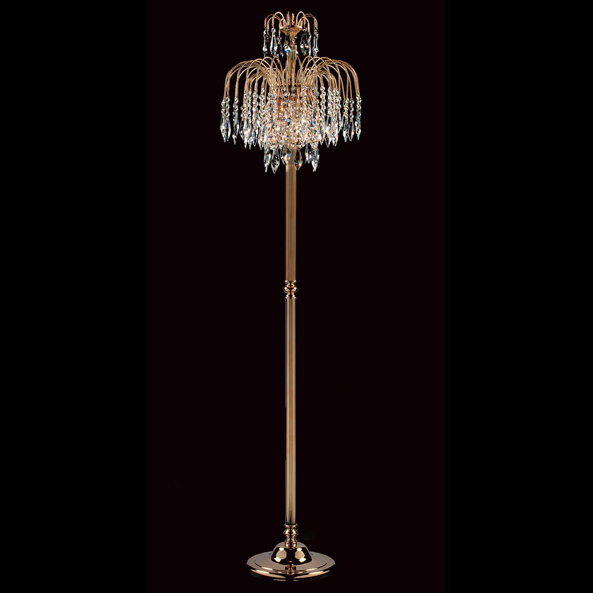 Impex Shower Traditional Gold Plated 3 Light Strass Crystal Floor Lamp