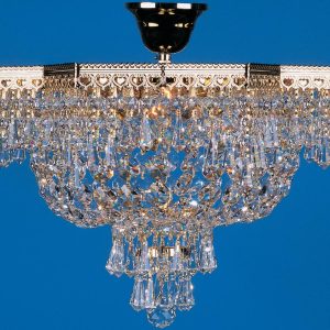 Impex Star Flush 3 Light Strass Crystal Chandelier Gold Plated