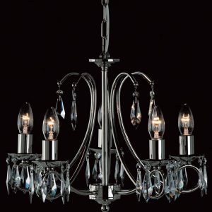 Impex Terni Traditional 5 light Optic Glass Chandelier Polished Nickel