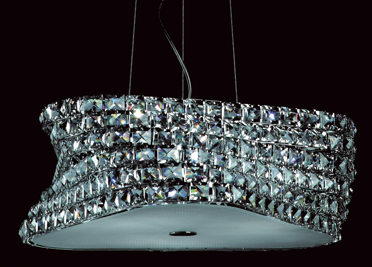 Impex Tia Polished Chrome 6 Light Pendant With Clear K9 Crystal
