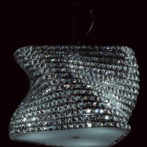 Impex Tia Large Polished Chrome 6 Light Pendant With Clear K9 Crystal