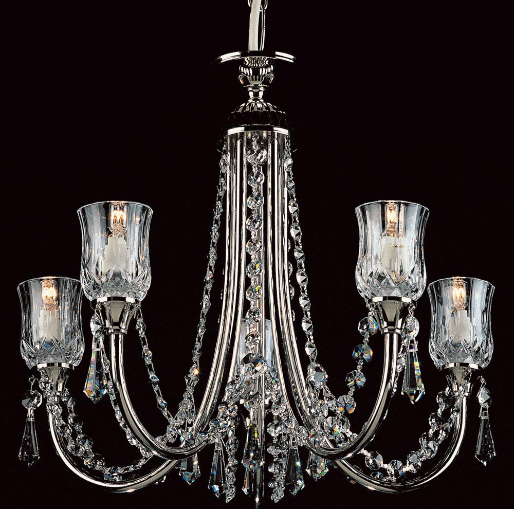 Impex Tulip Traditional Mini 5 Light Strass Crystal Chandelier