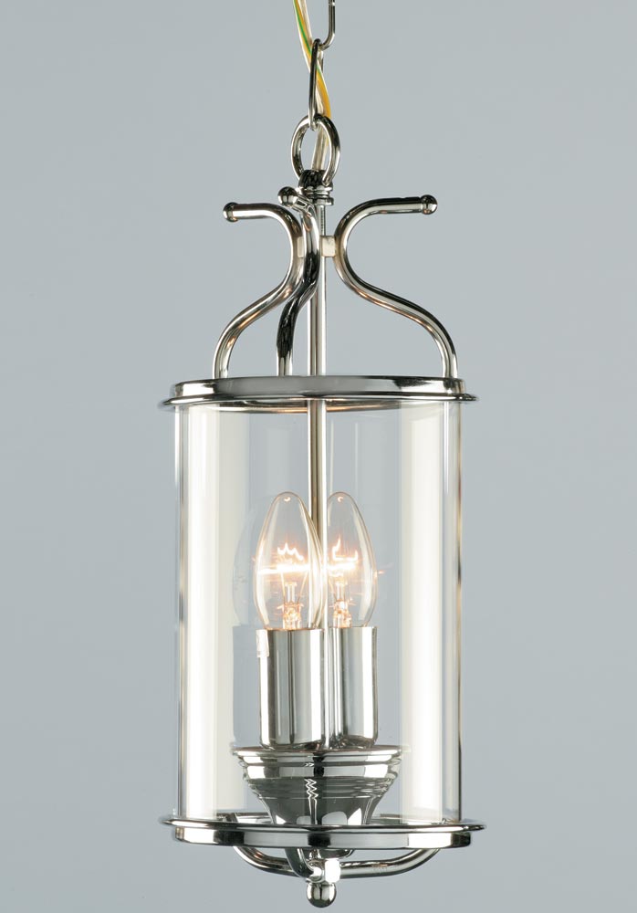 Impex Winchester 2 Light Cylinder Glass Hanging Lantern Chrome