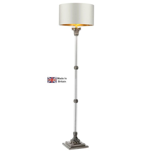 Imperial 1 Light Glass Column Floor Lamp Base Only Pewter