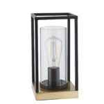 Industrial Style 1 Light Clear Glass Table Lamp Satin Brass Matt Black