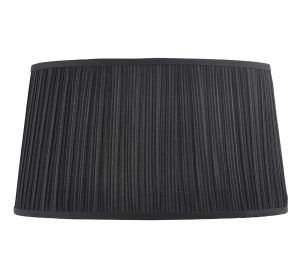 Kemp pleated faux silk black 17-inch oval table lamp shade main image