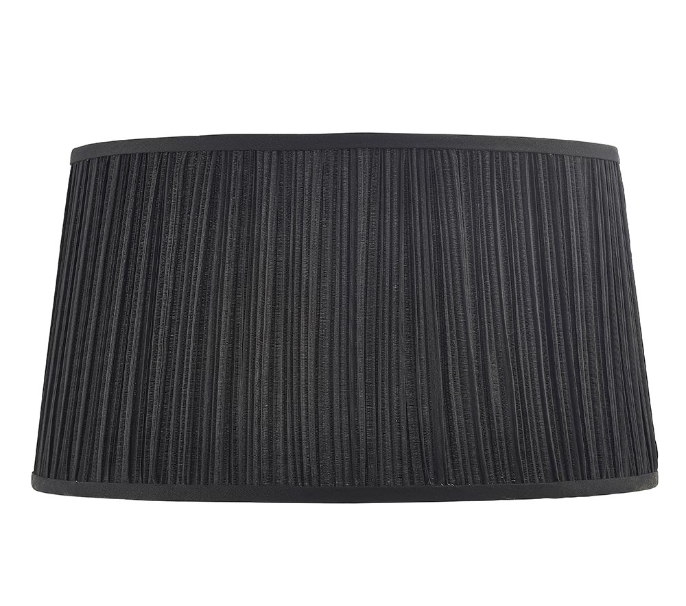 Kemp Pleated Faux Silk 17 Inch Black Oval Table Lamp Shade